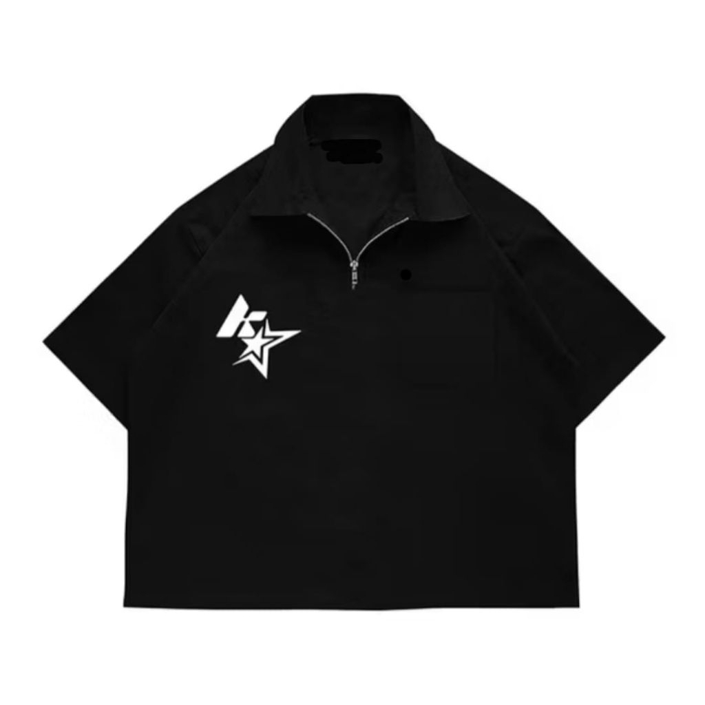 KEMEJA Outfit Skena Workshirt HALFZIP Boxy Fit Shirt - KSTAR