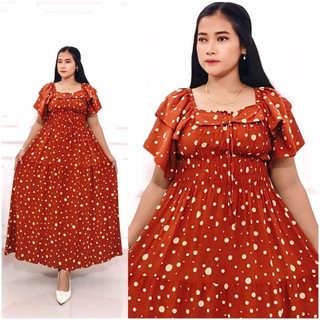 Gaun Viola Ruffle Smoke karet dada/Dress Rayon lengan susun ruffle/daster wanita kekinian