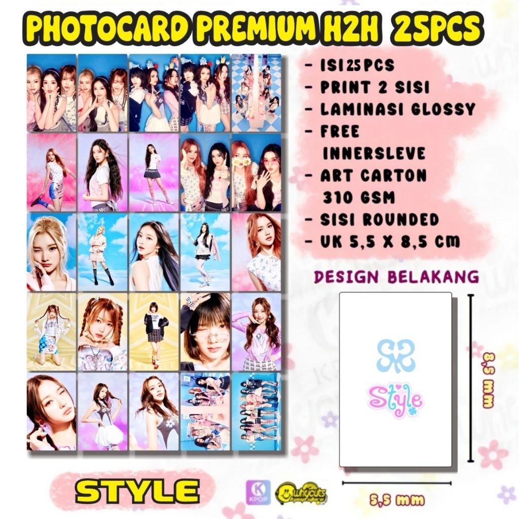 [25 ชิ้น] PC Photocard H2H STYLE / พิมพ์ 2 ด้านเคลือบมัน กันน้ําไม่ซีดจาง วัสดุหนา