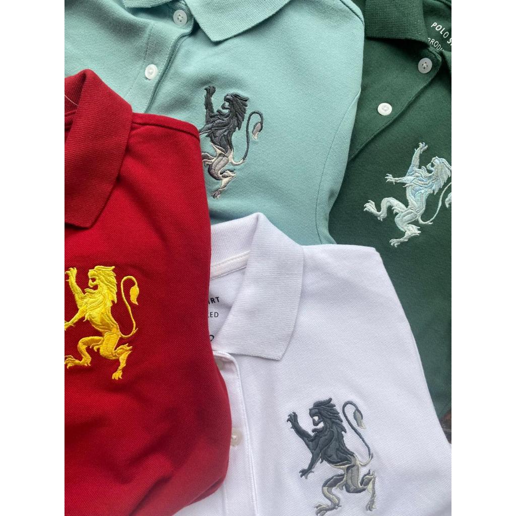 GDN เสื้อโปโลเสื้อยืดคอปกปักสิงโต 3D สําหรับผู้หญิง - 8020