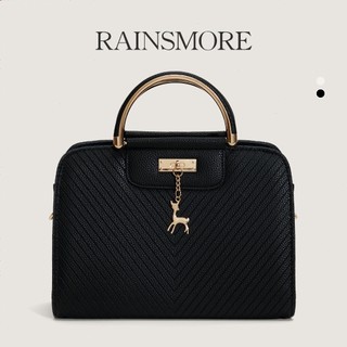 RAINSMORE tas kondangan wanita elegan – Tas Tangan Fashion Gaya Korea untuk Kerja + Gantungan Rusa