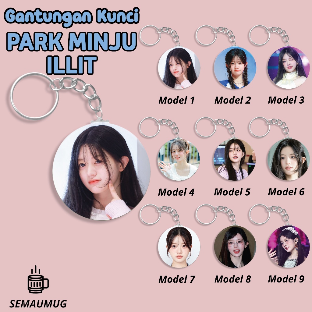 GANTUNGAN PARK MINJU ILLIT พวงกุญแจน่ารัก KPOP ROUND KEYCHAIN ของขวัญ CUSTOM PRINT SENMUG