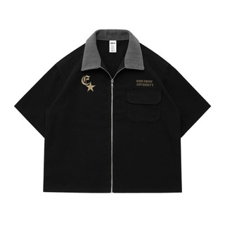 EDINAL kemeja Workshirt Zipper Black boxy DO NOT BE