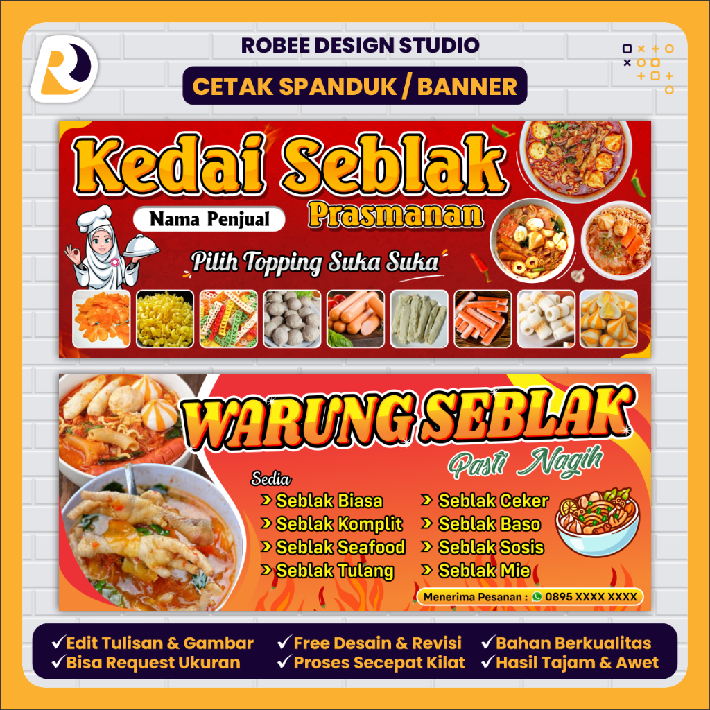 แบนเนอร์บุฟเฟ่ต์ Seblak / แผงลอยร้าน Seblak