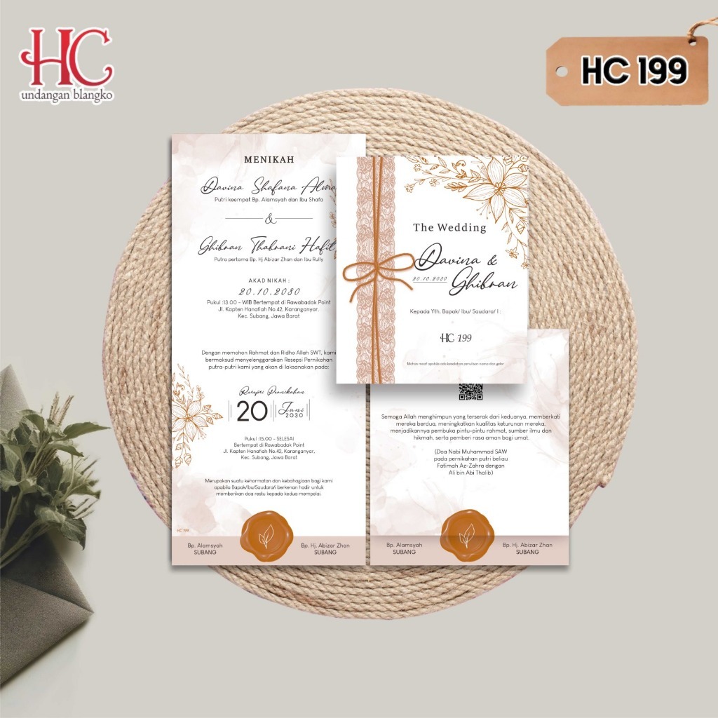 Elegant Rustic BC 150 GSM การ์ดย่อ คําเชิญงานแต่งงาน