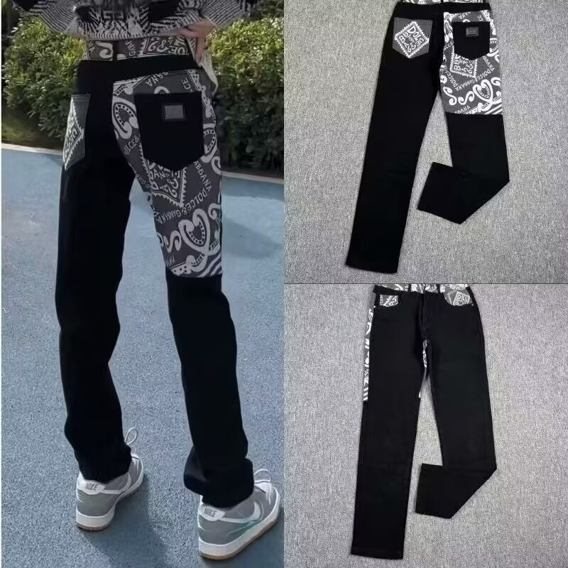 SSME.ID PLAIN BLUE CEO JEANS WITH STRAP BELOW THE WAIST LOOSE MENS FASHION NORMAL สไตล์นําเข้า
