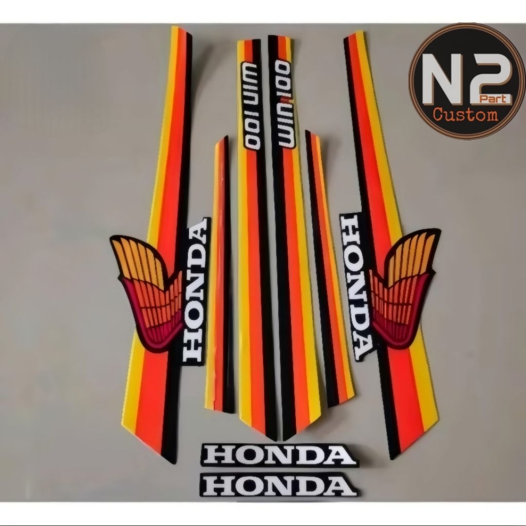 Striping Honda WIN 100 1997 สติ๊กเกอร์รายการตัวถังมาตรฐานสําหรับ Win100 97 รถมอเตอร์ไซด์สีเหลือง