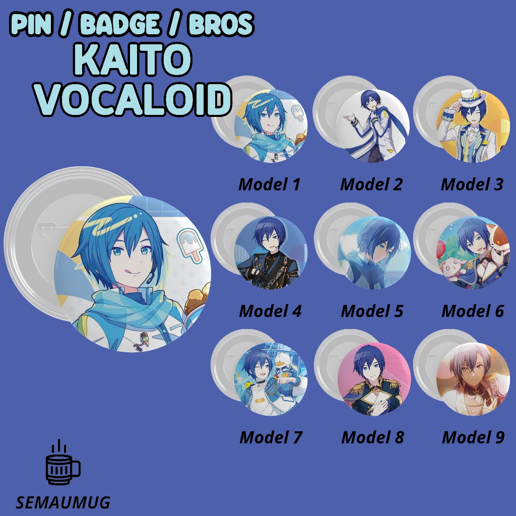 KAITO VOCALOID MAN PIN ของขวัญน่ารักอะนิเมะ ROUND BADGE BROOCH CUSTOM PRINT SAEMUUG