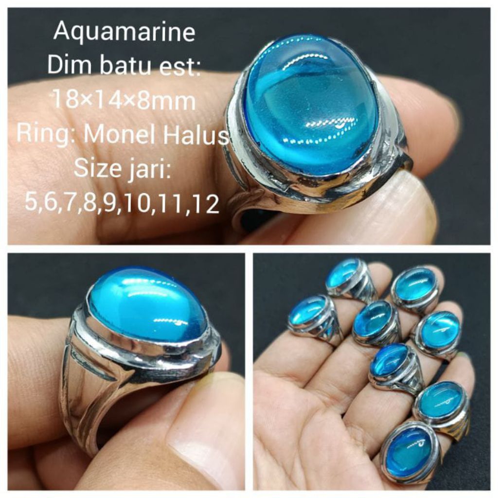 SUPER SHINY AQUAMARINE STONE RING HQ
