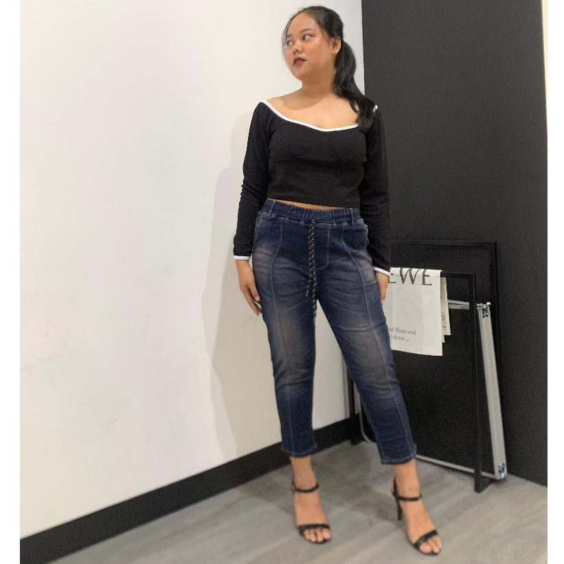 WANTOTA JEANS 7/9 RUBBER YUMECO BIGSIZE-SYSCLOTHIER JEANS