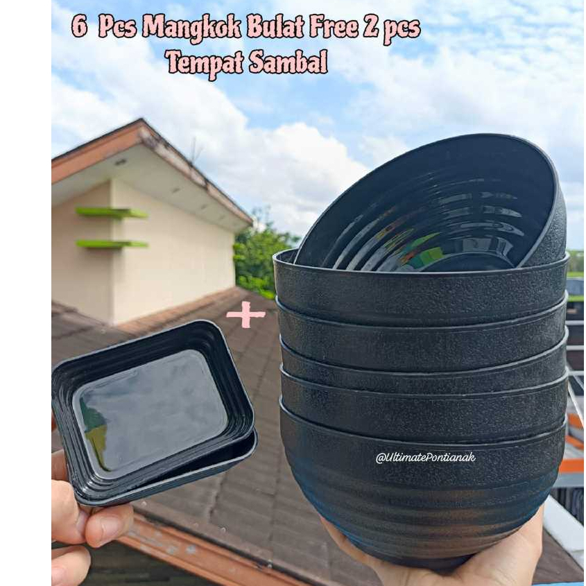 SAVING แพคเกจ 6 ชิ้นรอบชาม 3427 ฟรี 2 ชิ้น Sambal ภาชนะวาซาบิ 3801 ชามพลาสติก Ramen ชาม Ok