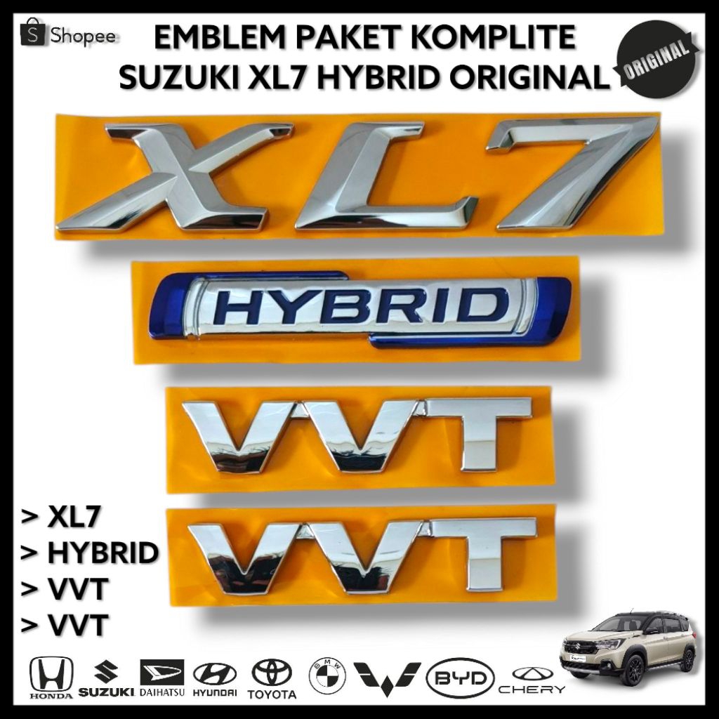 สัญลักษณ์แพ็คเกจครบชุด SUZUKI XL7 HYBRID Chrome Original / Trunk & Side Emblem XL7 HYBRID VVT