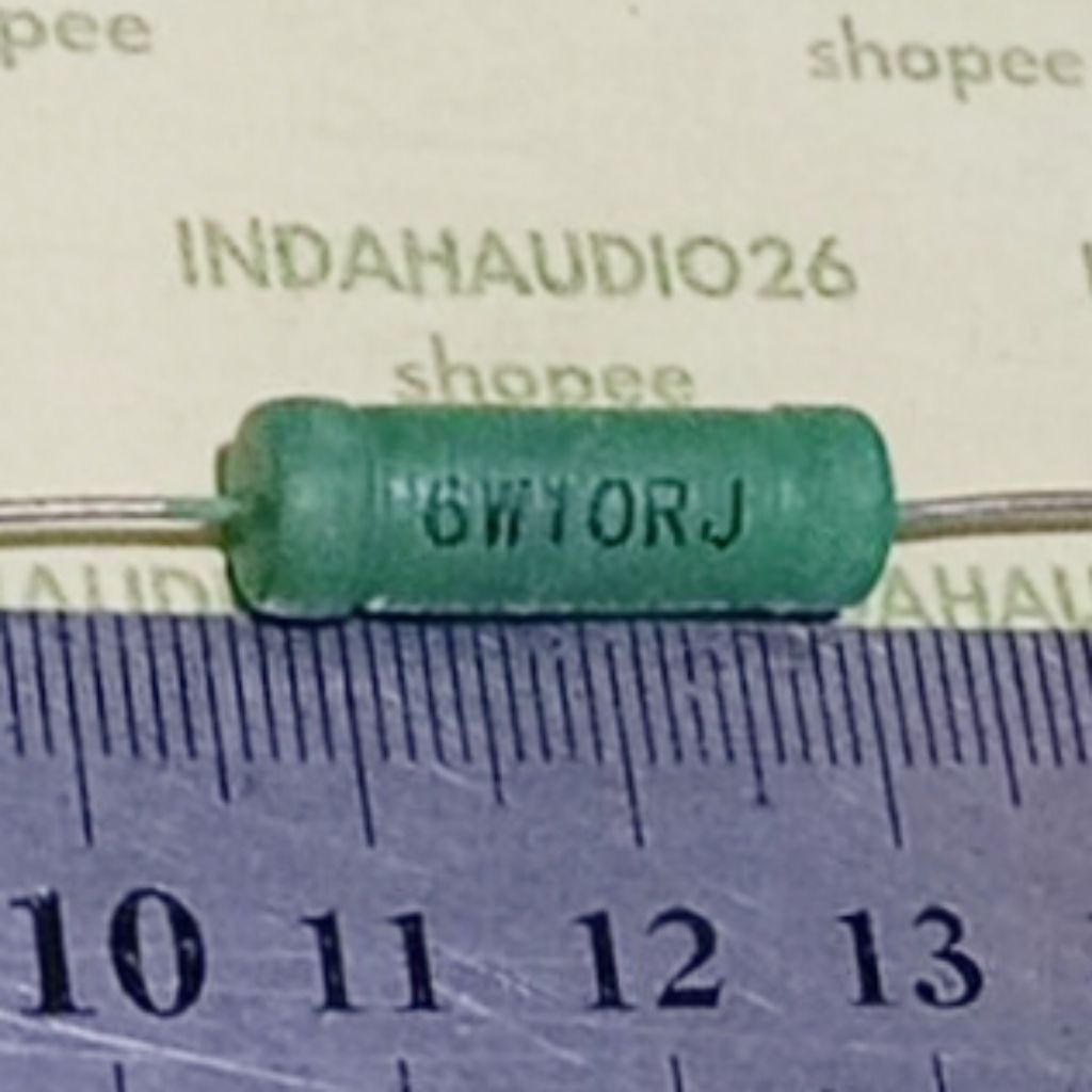 HIJAU 6W10RJ สีเขียว 10R 6W WIREWOUND RESISTORS 10r 6 วัตต์ทองแดงฟุต 10 โอห์ม 6 วัตต์ตัวต้านทาน 10 โ