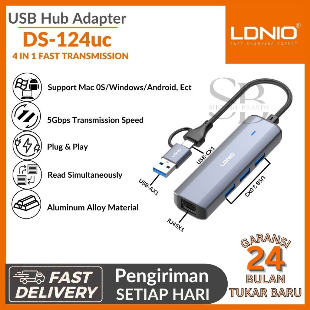 LDNIO DS-124UC 4 IN 1 5Gbps Fast Charging Transmission Hub Adapter Converter