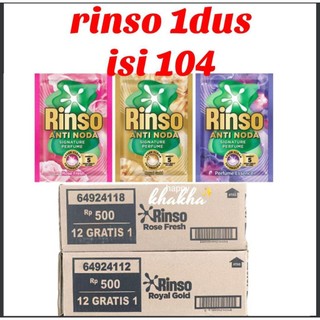 1 DUS RINSO CAIR 20g 104 SACHET KEMASAN 500 ANTI NODA