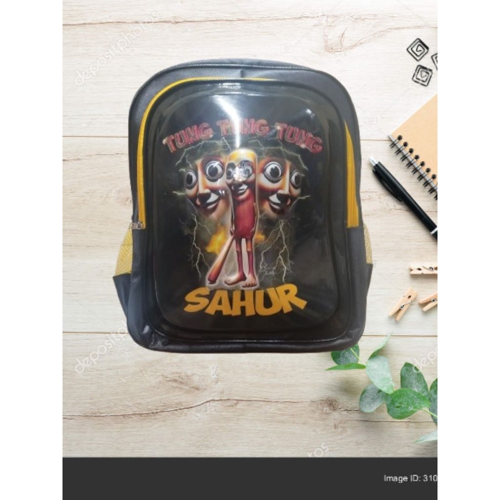 TUNG TUNG SAHUR DL DHCOLLECION BAG สําหรับ PAUD TK SD ตัวอักษร TUNG TUNG SAHUR Tetbaru พร้อมไฟ LED