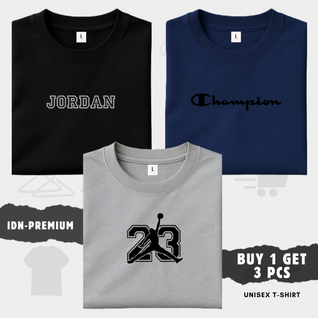 ซื้อ 1 แถม 3 ชิ้น - Distro เสื้อยืดสําหรับผู้ชายและผู้หญิงเสื้อยืดแขนสั้น - J0rdan SIlver Text - Bla