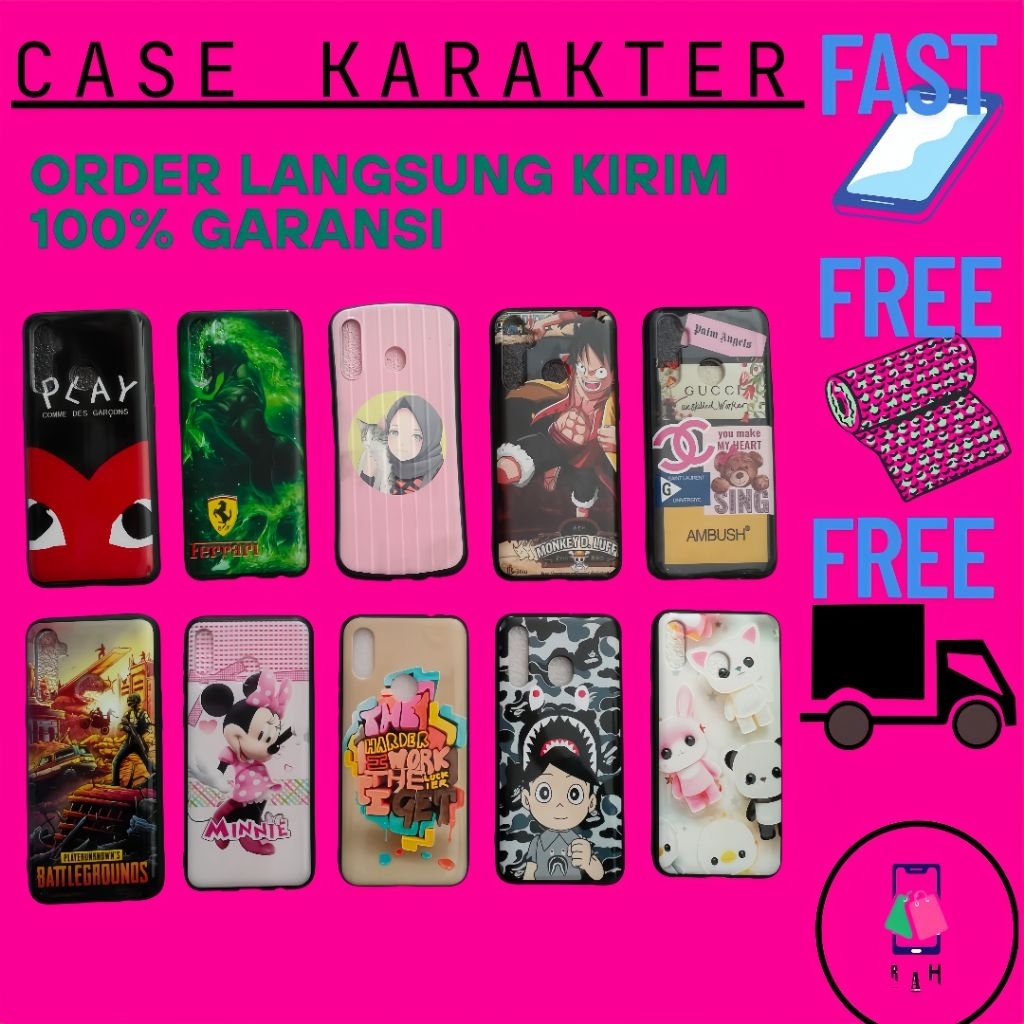 SAMSUNG Softcase Silicone Character Viral Motif Case Realme 5i/C3 real3 real5pro k3/x real3 C15/C12 