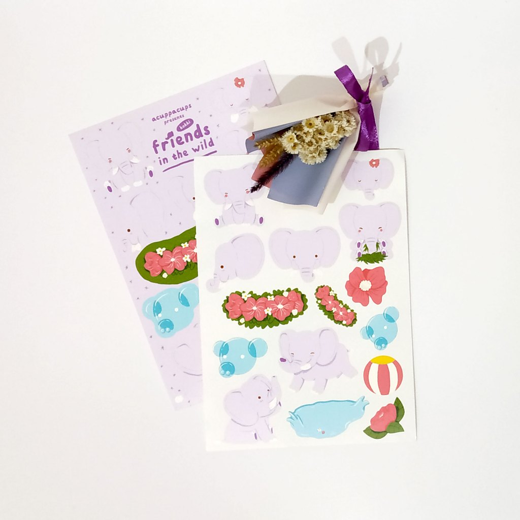 Friends in the Wild Series แผ่นสติ๊กเกอร์สัตว์ช้าง Kokki | ถ้วยปาคัพ