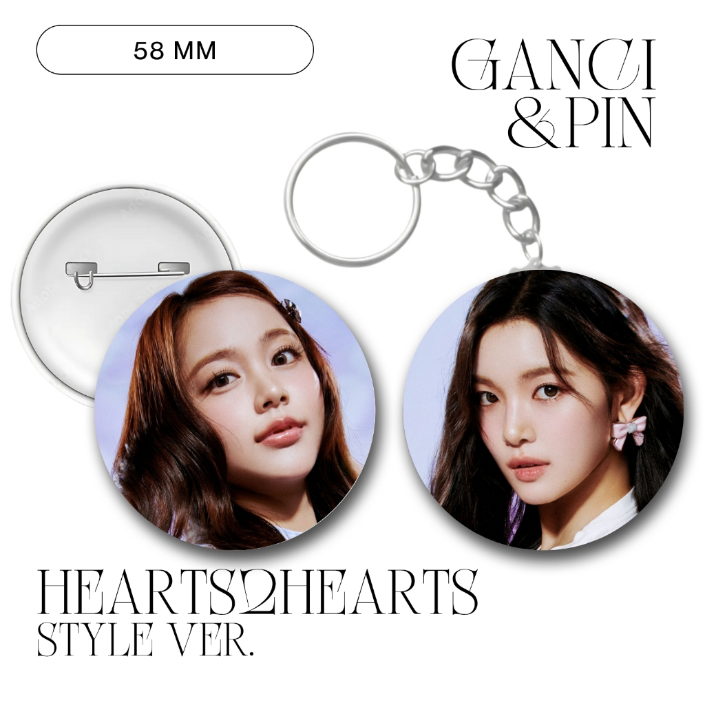 GANTUNGAN HEARTS2HEARTS PIN STYLE KEYCHAIN 58 MM KPOP KEYCHAIN UNOFFICIAL H2H CARMEN JIWOO IAN