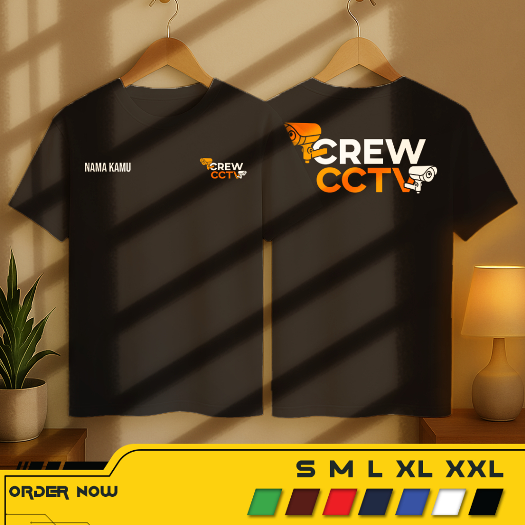 เสื้อยืดเด็ก เสื้อยืด CCTV Crew รับชื่อ | เสื้อผ้า Distro | พิมพ์หน้าจอ DTF พรีเมี่ยม | หวีคอตตอน 30