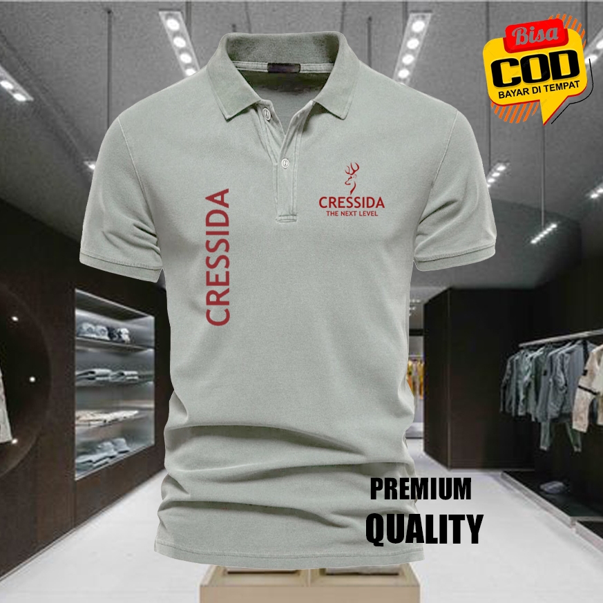 MERAH เสื้อโปโล/เสื้อยืดคอปก CSD KIRKA TXT RED Premium Polo POLYSTER วัสดุแขนสั้น/เสื้อผ้าผู้ชายและผ