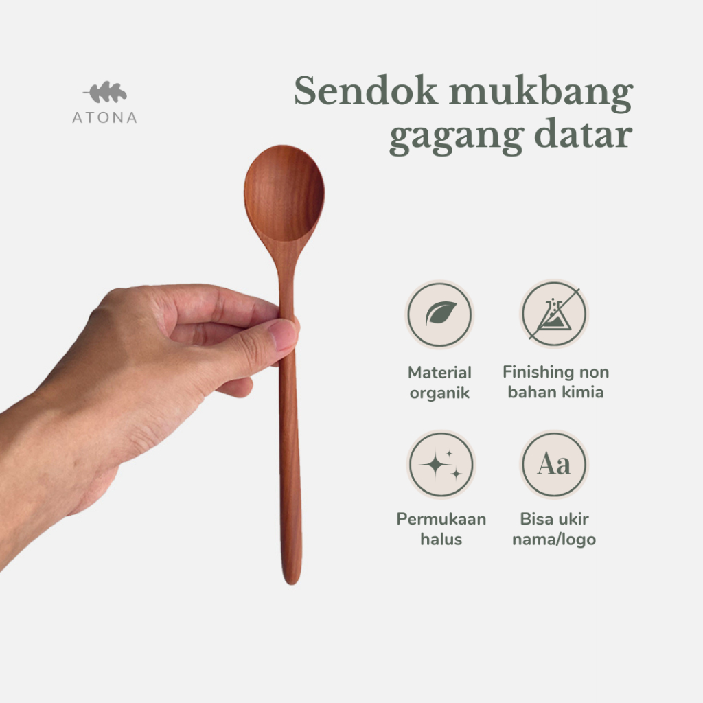 WOODEN SPOON - KOREAN MUKBANG SPOON มีด้ามจับแบน