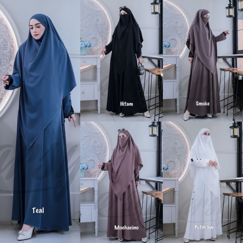 SAFWA SET SYARI BY ARSY HIJAB SYARI UMROH UNIFORM UMROH ANTI UV SET SYARI PREMIUM