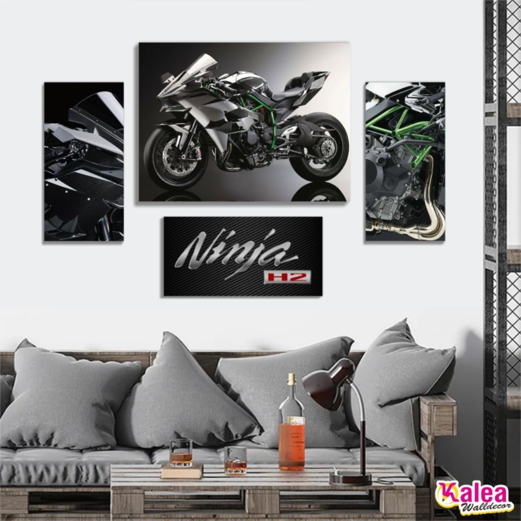 1 ชุด Kawasaki H2R Moge ตกแต่งผนัง Plus กรอบ MDF, Kawasaki H2R Moge โปสเตอร์ไม้ Plus MDF กรอบ