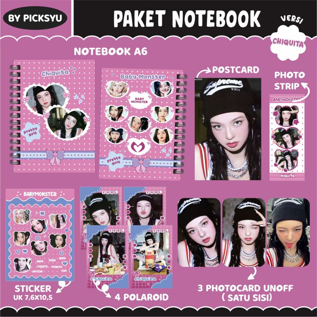BABYMONSTER RINGNOTE PACKAGE - DRIP VOLUME 2 / BABYMONSTER NOTEBOOK PACKAGE II KPOP HAMPERS II BABYMONSTER FANKIT