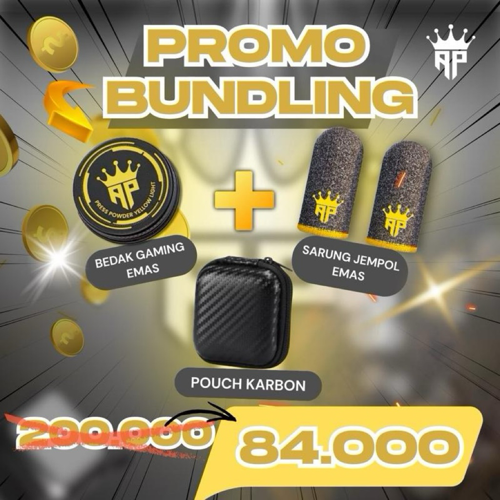 Bundling Package Gaming Thumb Cover X Gaming Powder AP King Duo Gold Free Fire & Mobile Legends อุปก