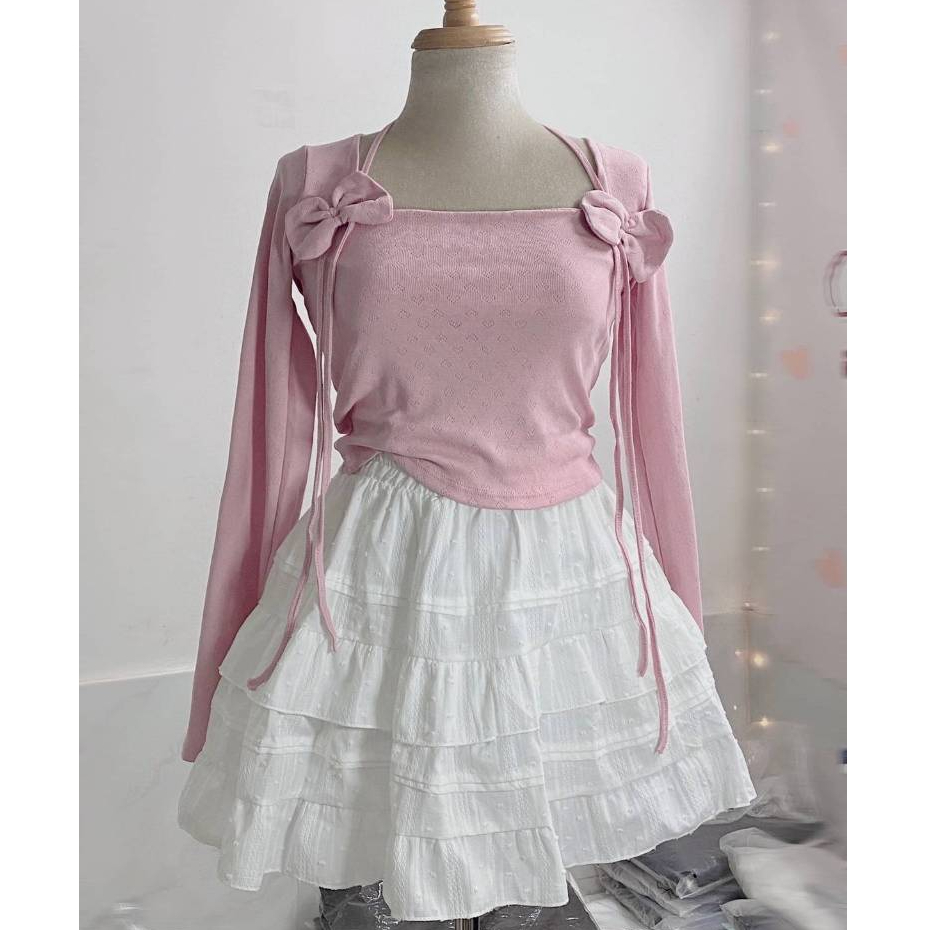 RX FASHION - MELISYA RIBBON TOP / Womens COQUETTE RIBBON TOP -PN