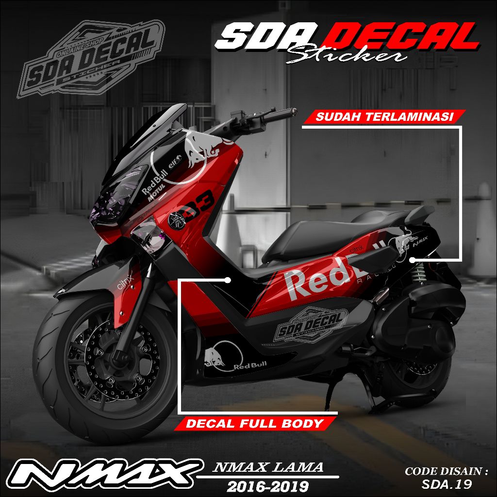OLD NMAX DECAL 2016 - 2019 - FULL BLOCK STICKER NMAX 2016-2019 - FULL BODY NMAX STICKER SDA.019