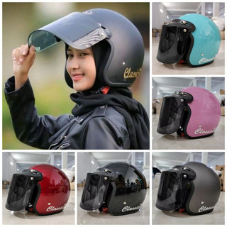 Helm Bogo Classic Dewasa SNI Kaca Datar Kualitas Premium Ukuran All Size ( COD ) Gratis Ongkir