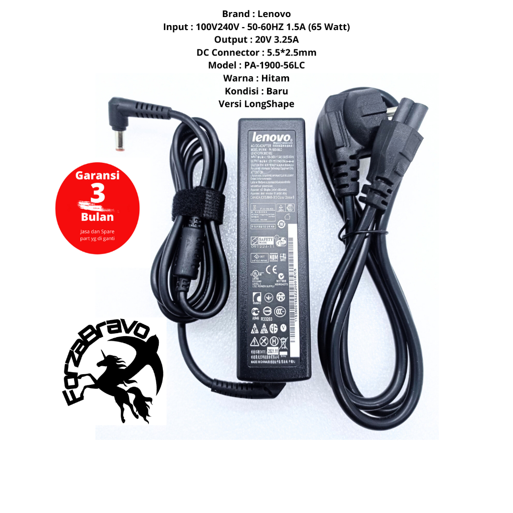 อะแดปเตอร์แล็ปท็อปสําหรับ Lenovo 20V 3.25A (5.5*2.5 มม.) 65 วัตต์ fit Lenovo IdeaPad U510 U300 U300 