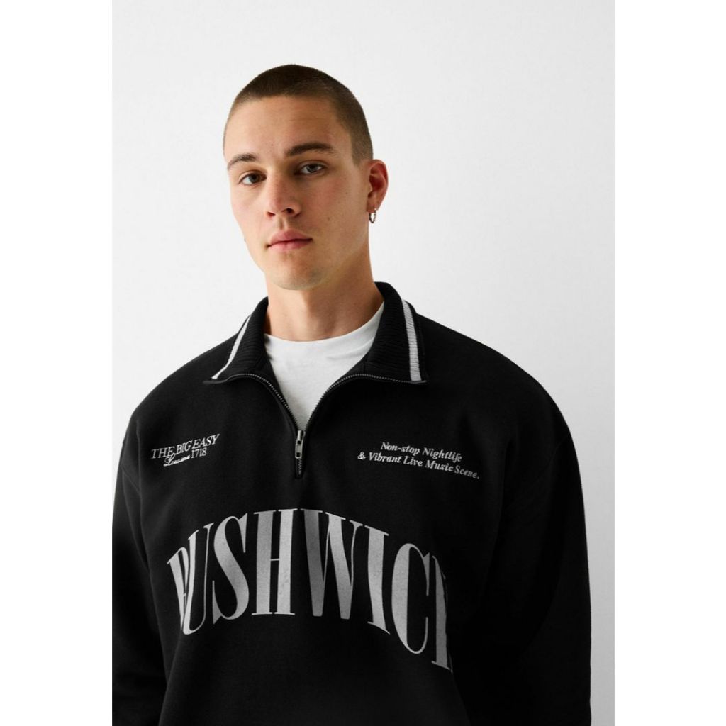 Halzip เสื้อคอเต่าครึ่งซิป Unisex Lauren สีดํา Bushwick / Jacket Premium