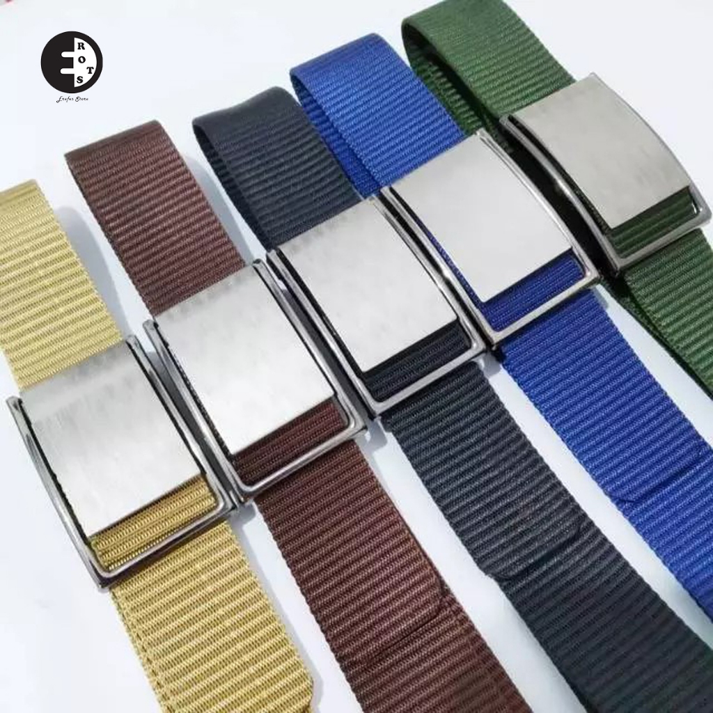 คุณ เข็มขัดผู้ชายและผู้หญิงที่มีหัวเข็มขัดพรีเมี่ยมวัสดุผ้าฝ้ายผ้าใบหัวเหล็กลายธรรมดา SD-248