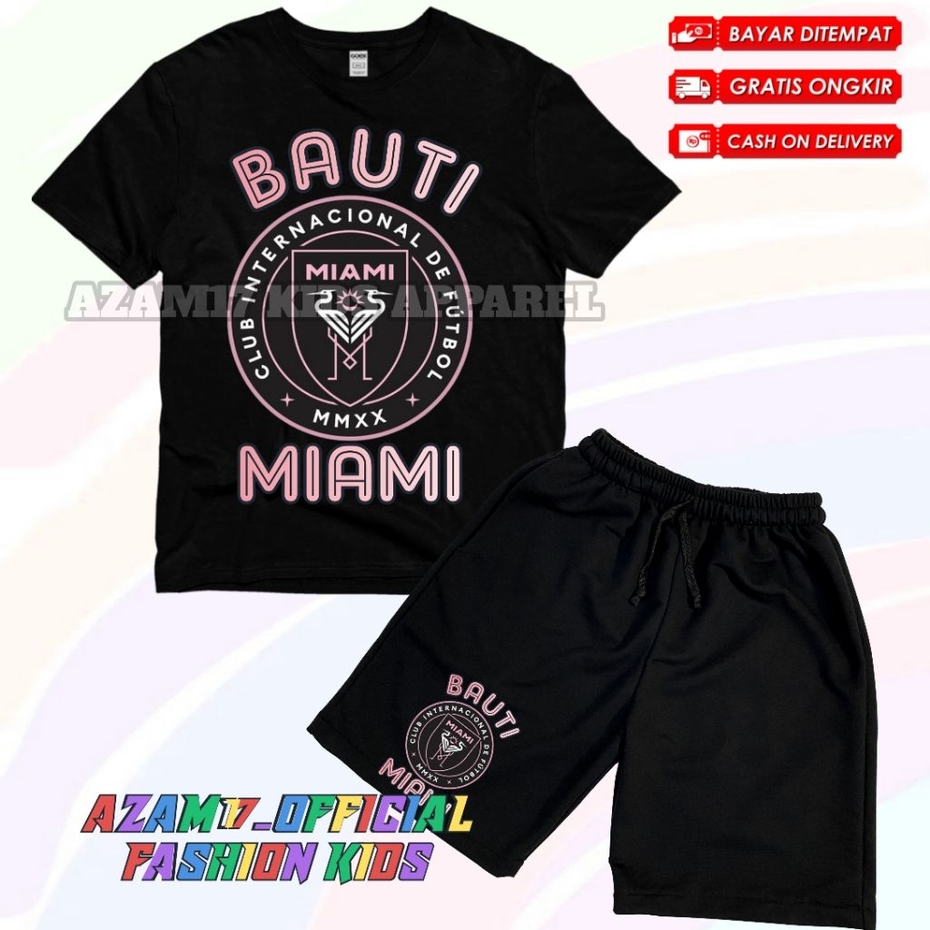 Inter Miami Bolti Kids Boardshort ชุดเสื้อยืดชื่อฟรี / Buildista Player Inter Miami Kids Boardshort 