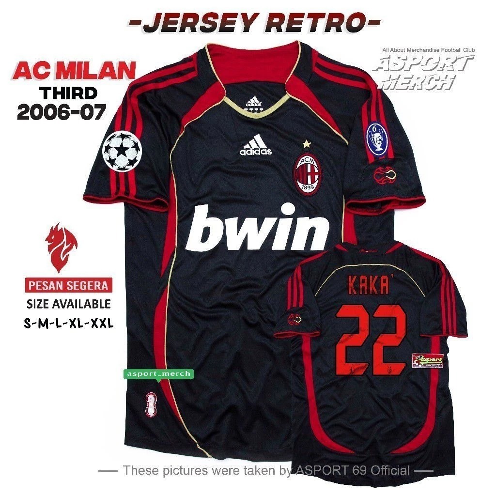 AC MILAN THIRD 3D RETRO JERSEY 2006 2007 AC MILAN THIRD JERSEY 06 07 RETRO