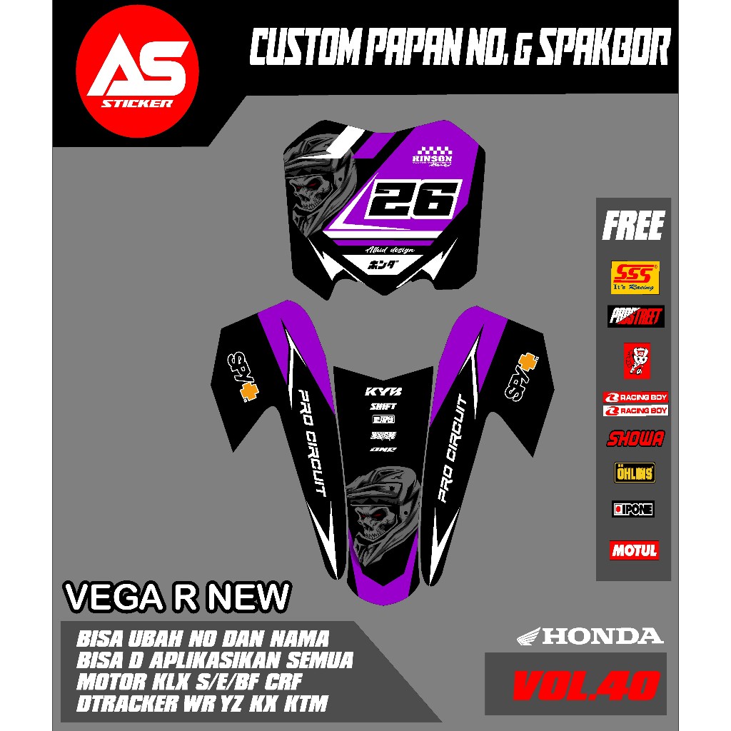 VEGA R ใหม่ DECAL สติกเกอร์ START NUMBER BOARD + ด้านหน้า SPAKBOR MOTORCYCLE YZ 85 CRF KLX 150 KLX B