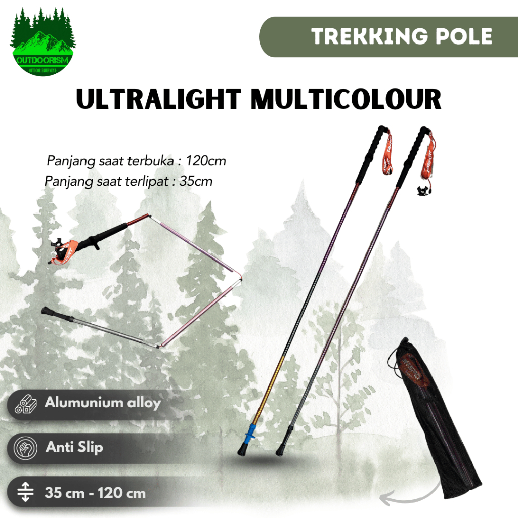TaffSPORT FOLDING MOUNTAIN STICK TRACKING POOL ULTRALIGHT WALKING STICK สําหรับ THE ELDERLY NORDIC T