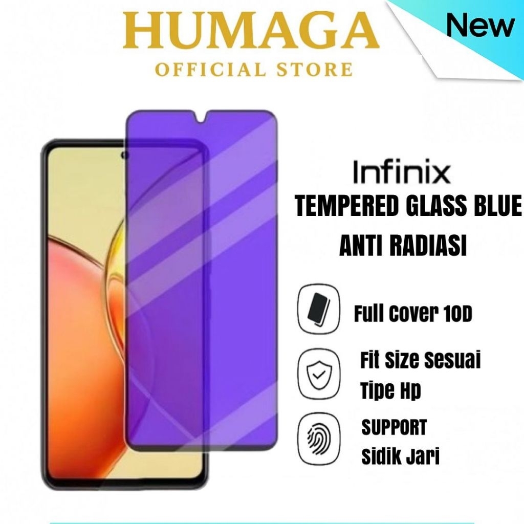 กระจกนิรภัยสีฟ้าป้องกันรังสี Infinix Hot 60 60i 50 50i 40 40i 40 Pro 30 30i 30 Play 20i 20s 12 12i 1