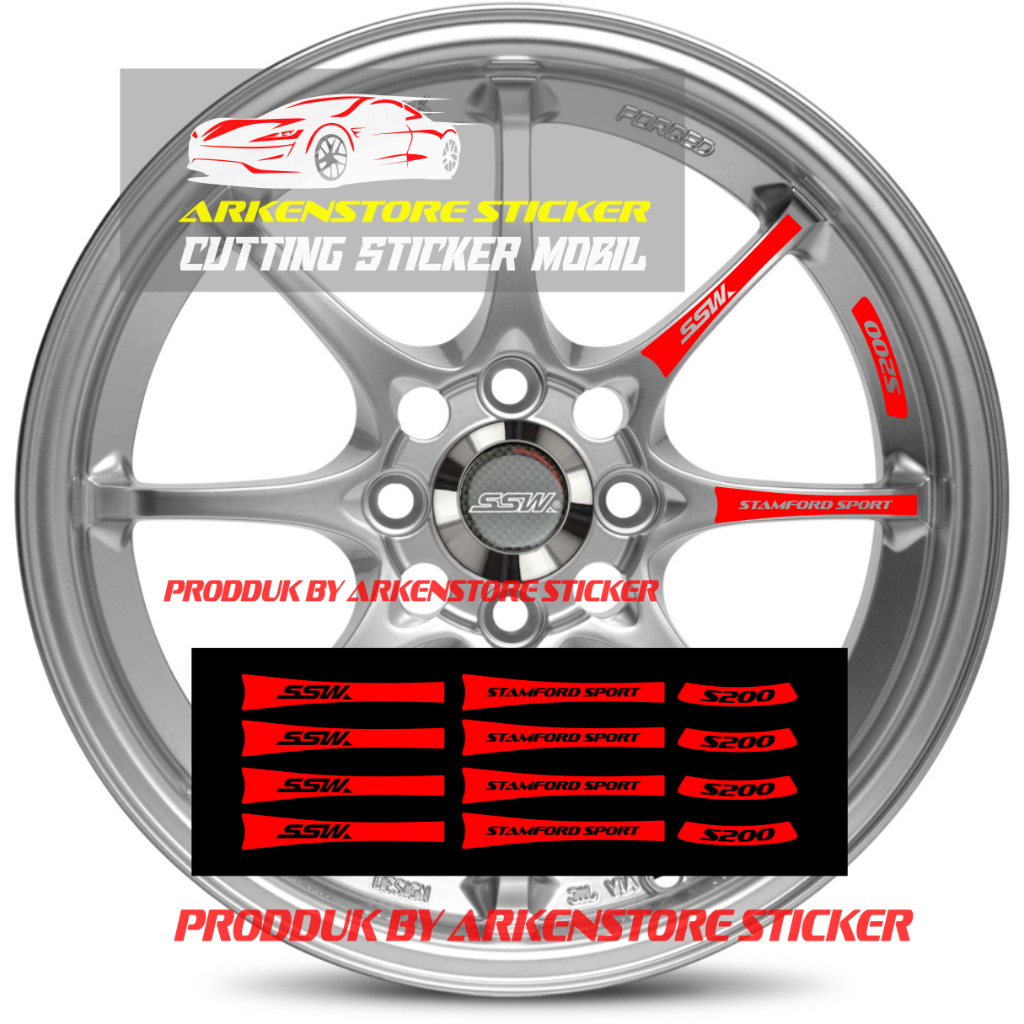 12PCS สติ๊กเกอร์ VELK SSW STAMFORD SPORT S200 สติ๊กเกอร์ VOLK VELK รถ RELG SSW STAMFORD ล้อแหวน 14 1