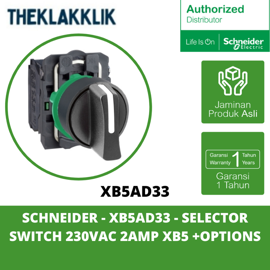 SCHNEIDER - XB5AD33 - สวิตช์ SELECTOR 230VAC 2AMP XB5 + OPERATIONS