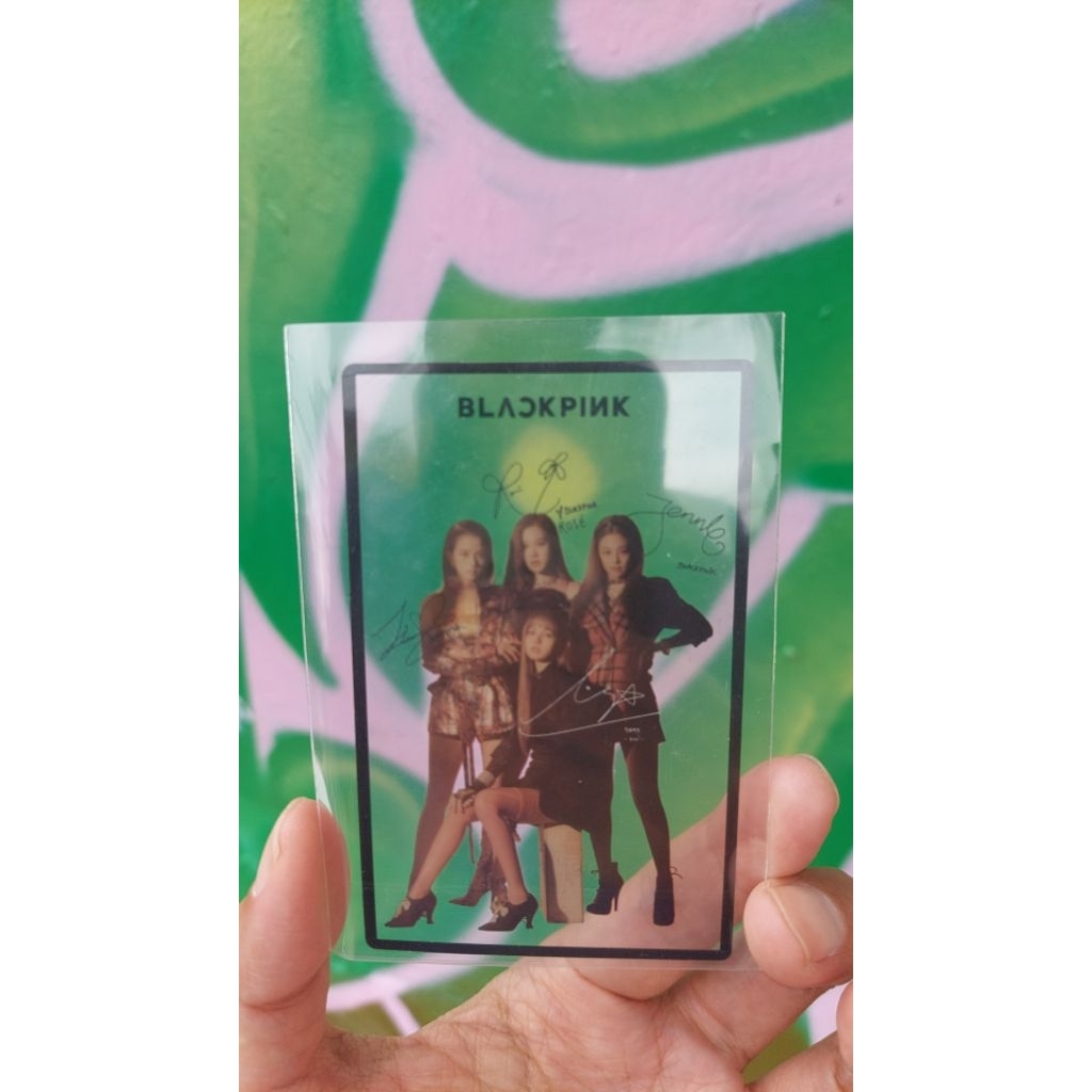 BLACK PINK " SQUARE UP" ALBUM OFFICIAL CLEAR PHOTCARD SIGN ALL MEMBERS (KTOWN4U POB)
