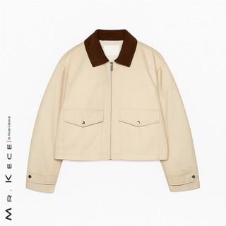Jaket Crop Top Vintage Wanita Kekinian Divina Cream - Crop Jacket Korean Style