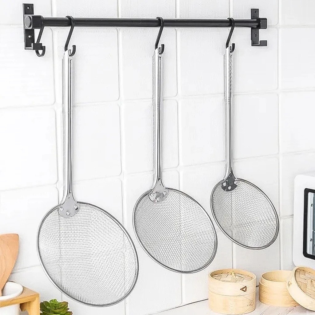 ROUND STAINLESS STEEL NET SCOOPER FRYING OIL STRAINER / STAINLESS FRYING OIL STRAINER