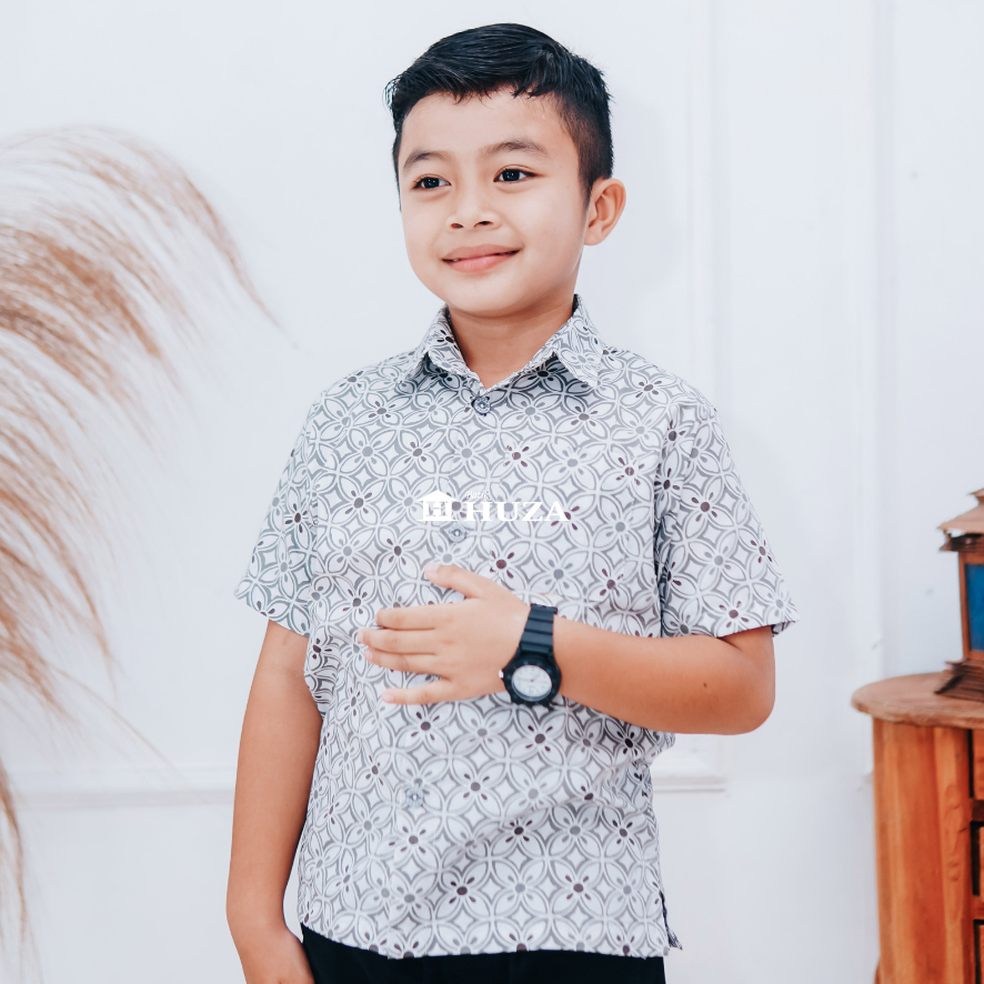 KAMEJA BATIK HUZA - เสื้อเชิ้ตแขนสั้นแขนสั้น HEM AXCEL CHILDREN