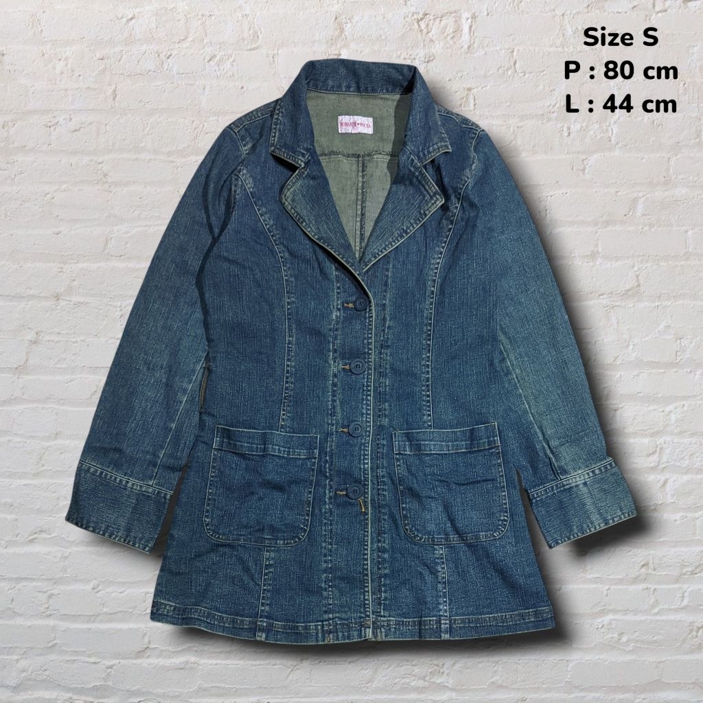 Size S Jacket Denim Blazer Romantic Mocha Blue Washed K104