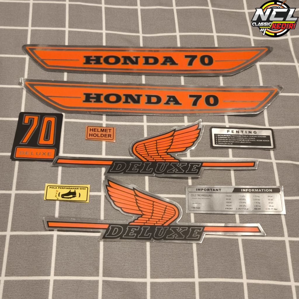 สติ๊กเกอร์ STRIPING สติ๊กเกอร์ HONDA C70 ORANGE SILVER PREMIUM